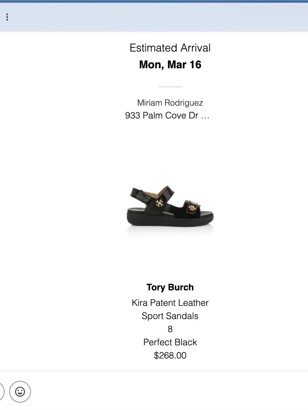 Tory Burch Kira Black Patent Double-Strap Sandals with Gold Logo Accents - Picture 9 of 10